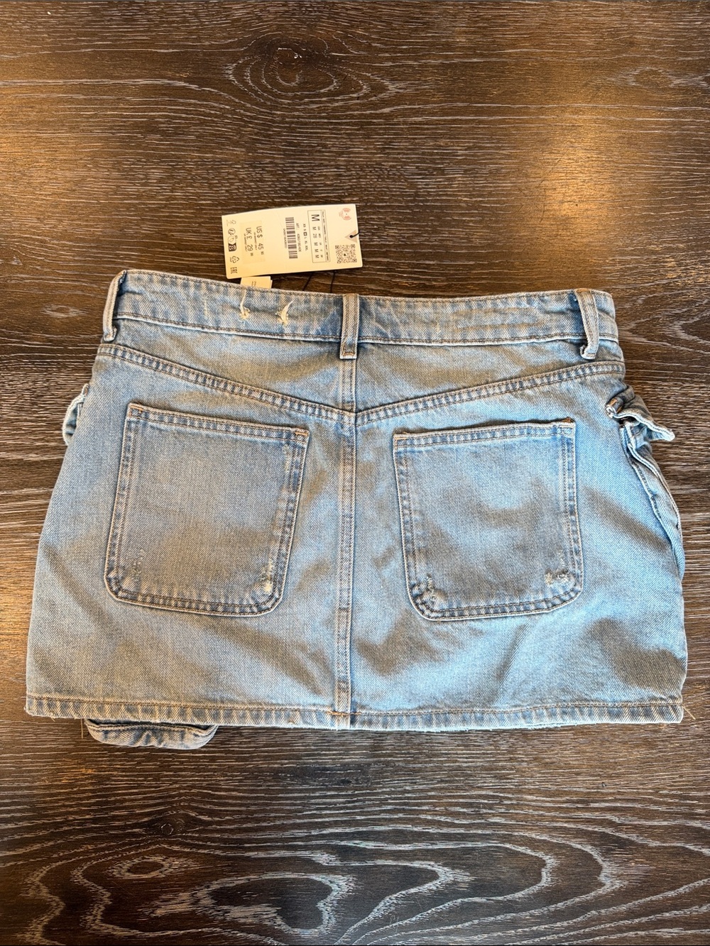 NWT Zara Denim Mini Skirt Womens Size M Zip Front Pockets - Picture 4 of 9